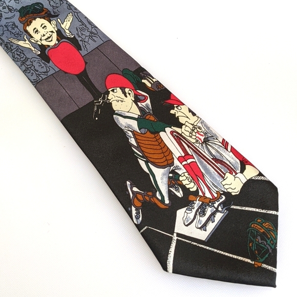 Madd Magazine Fabric VTG Boston Red Sox Baseball Umpire Men's Neck Tie - Picture 1 of 4